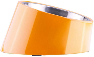 Super Design Slanted Dog Bowl Water / Food Mess Free Tilted Angle Orange Small 150Ml from B&Q