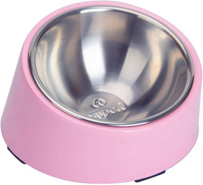 Super Design Slanted Dog Water Food Bowl Mess Free Tilted Angle  Pink Large 600Ml from B&Q