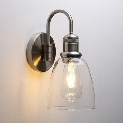 Yosoan Lighting Modern Vintage Industrial Bell Sconce Wall Light Fitting With 5.6 Clear Glass LampshadeFor Office Home Kitchen from B&Q
