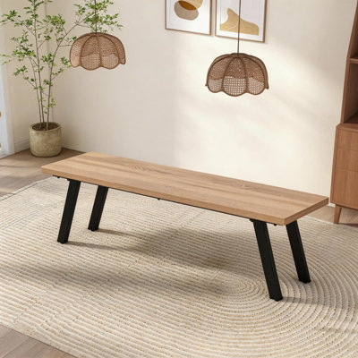 Dining Bench140Cm Wooden Stool With Metal Legs-140X40X44 Cm from B&Q