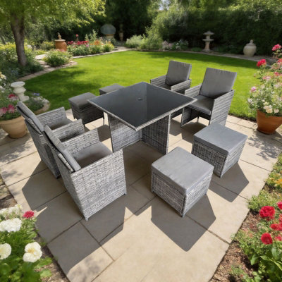  - Cube Garden Dining Set9 Pieces Rattan Furniture Set With Cushions8 Seaters