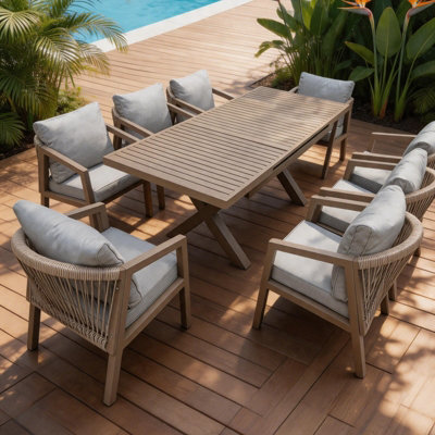  - 9 Pcs Aluminum Patio Dining Set With Extending Table