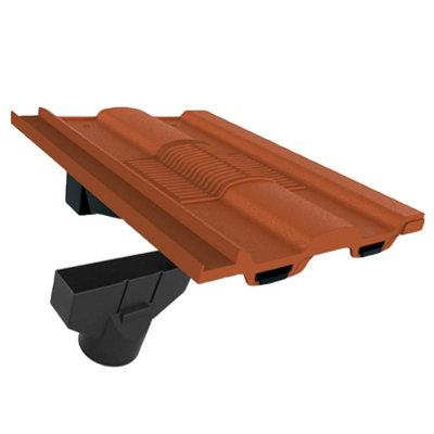 B&Q Terracotta Castellated Roof Tile Vent & Adapter, Marley Ludlow Redland Sandtoft
