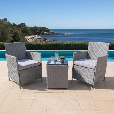 3 Pcs Rattan Bistro Set2 Seater Wicker Furniture Set With Glass Top Coffee Table from B&Q