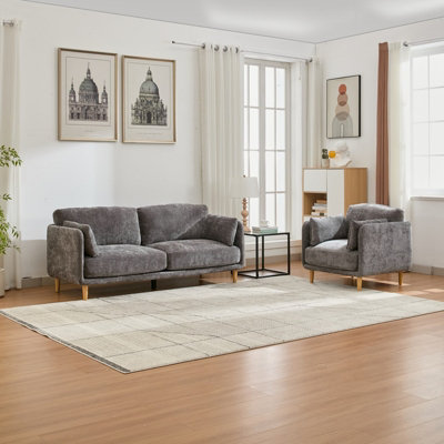  - Velvet Upholstered Sofa Set,sectional Couch Suite-1+3 Set