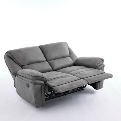 Manual Reclining Leathaire Sofa SuiteLight Gray2 Seater from B&Q