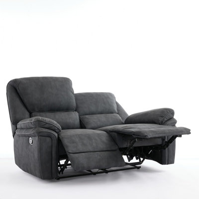 Manual Reclining Leathaire Sofa Suite,dark Gray2 Seater from B&Q