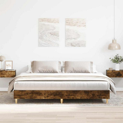 Berkfield Bed Frame Without Mattress Smoked Oak 180X200Cm Engineered Wood from B&Q