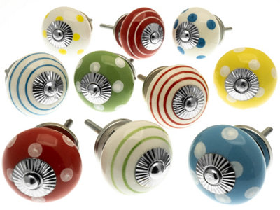 Mango Tree Cupboard Knobs Decorative Mixed ColoursRedGreenBlue And Yellow Ceramic Door And Drawer Handles Set Of 10