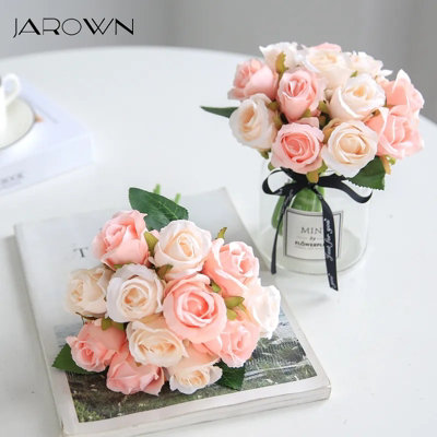 12 Head Artificial Flowers Silk Rose Fake Flower With Stem Wedding Party Bouquet from B&Q