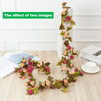 2.5M Artificial Flower Silk Rose Leaf Garland Vine Ivy Home Wedding Garden Décor Orange Rose from B&Q