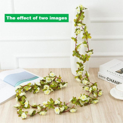 2.5M Artificial Flower Silk Rose Leaf Garland Vine Ivy Home Wedding Garden Décor White from B&Q