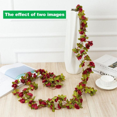 2.5M Artificial Flower Silk Rose Leaf Garland Vine Ivy Home Wedding Garden Décor Red from B&Q