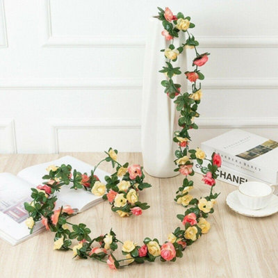 2.5M Artificial Flower Silk Rose Leaf Garland Vine Ivy Home Wedding Garden Décor Sunset Sunset from B&Q