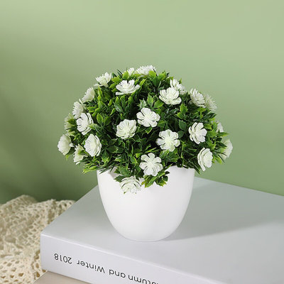  - Lifelike White Artificial Potted Flowers Plant For Home & Office Decor