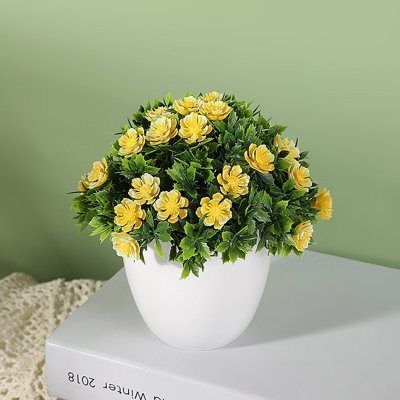 Artificial Yellow Chrysanthemum Potted Plant For Indoor & Outdoor Decor
