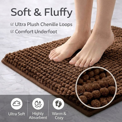 Bath Mat Anti Slip Soft Washable Rugs Water Absorbent Shower Mat Bathroom Mats Camel Coffee 40Cm X 60Cm from B&Q