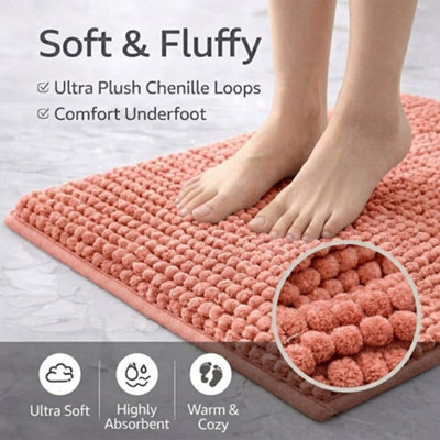 Bath Mat Anti Slip Soft Washable Rugs Water Absorbent Shower Mat Bathroom Mats Camel Pink 40Cm X 60Cm from B&Q