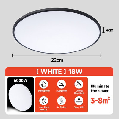  - Modern 18W Led Round Flush Ceiling LightCct AdjustableIp54 Waterproof For Bathroom & Kitchen