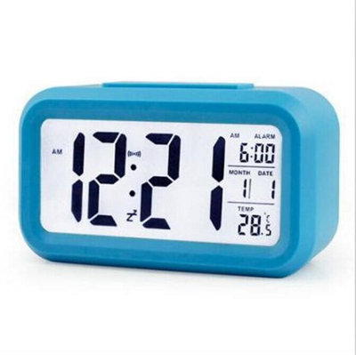  - Modern Blue Digital Alarm Clock With Led DisplaySnoozeTemperature & Auto Backlight