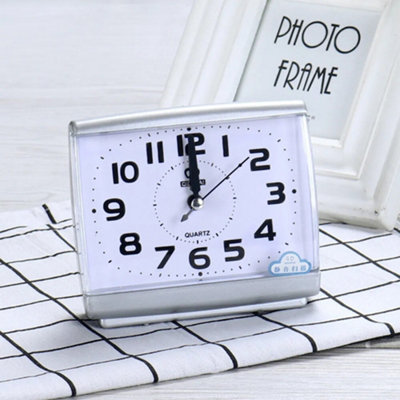 Battery Operated Quartz Alarm Clock Night No Tick Silent Bedside Clocks Home White from B&Q