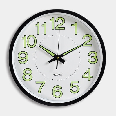12 Large Luminous Wall Clocks Glow In The Dark Silent Home Digital Clock Decor Black from B&Q