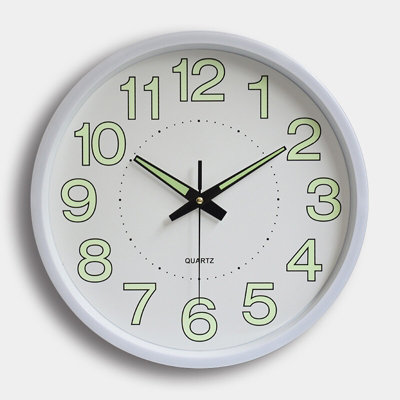 12 Large Luminous Wall Clocks Glow In The Dark Silent Home Digital Clock Decor White from B&Q