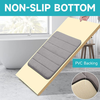  - Luxury Grey Memory Foam Bath MatSuper SoftNon-Slip & Absorbent Bathroom Shower Rug 40X60Cm