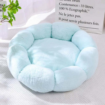 Pet Warm Sleeping Nest Bed Cat House Dog Cat Bed Flower Shape Plush Kitten Uk Green 40Cm from B&Q