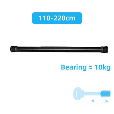  - Black Extendable No-Drill Tension Rod 110-200CmTelescopic Curtain Pole