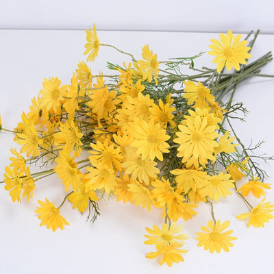 - Vibrant Yellow Artificial Silk Daisy Bouquet For Home & Wedding Decor