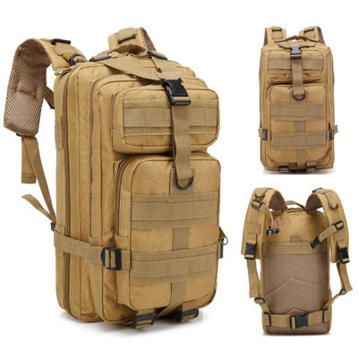 Khaki Tactical Military Backpack Army Rucksack Camping Hiking Trekking from B&Q