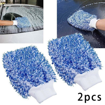 4X Car Wash Mitt Glove Luxury Microfibre Washing Detailing Cleaning Mit Towelogy from B&Q