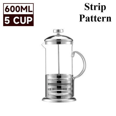 600Ml Stainless Steel Glass Cafetiere French Press Coffee Maker With Plunger Uk from B&Q