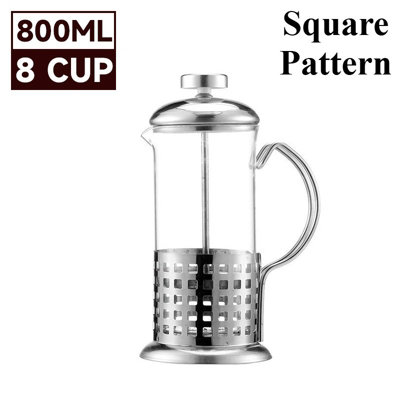 800Ml Stainless Steel Glass Cafetiere French Press Coffee Maker With Plunger Uk from B&Q