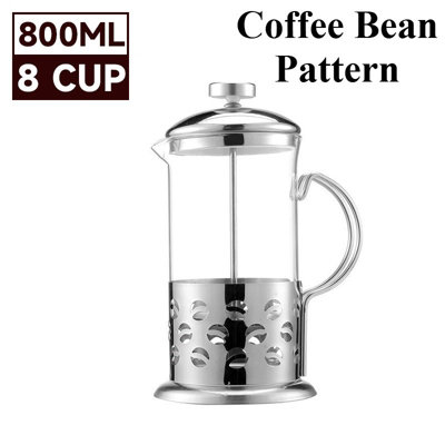 800Ml Stainless Steel Glass Cafetiere French Press Coffee Maker With Plunger Uk from B&Q