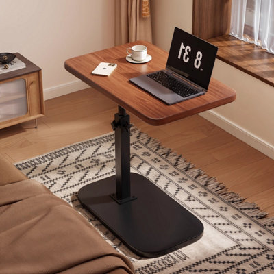  - C-Shaped Height Adjustable Swivel Side Table For Sofa/bedWood Effect Top