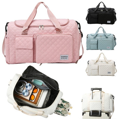 Pink Womens Large Gym Duffel Bag Ladies Weekend Travel Holdall Sport Gym Bags Luggage from B&Q