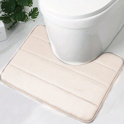  - 2-Piece Beige Memory Foam Bath Mat SetU-Shaped Pedestal & Rectangular Mat