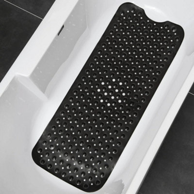 Black 53X53Cm Extra Large Bath Mat Non Slip Bathtub Strong Suction Anti-Mold Rubber Shower Mat from B&Q