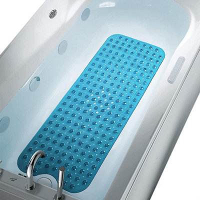 Blue 53X53Cm Extra Large Bath Mat Non Slip Bathtub Strong Suction Anti-Mold Rubber Shower Mat from B&Q
