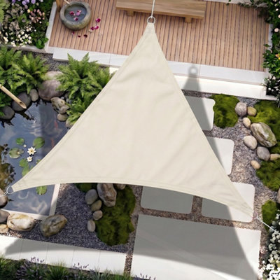 Sun Shade Sail Cream 5M Triangle Outdoor Garden Patio Party Sunscreen Awning Canopy Uv Block from B&Q