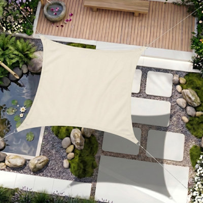 Sun Shade Sail Cream 3X3M Square Outdoor Garden Patio Party Sunscreen Awning Canopy Uv Block from B&Q