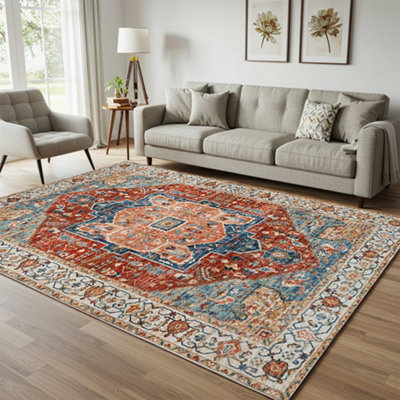  - Baessest Extra Large Multicolour Bohemian Persian-Inspired Machine Washable Rug