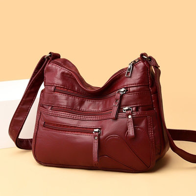  - Multi-Pocket Pu Leather Shoulder Backpack For Diy & Work