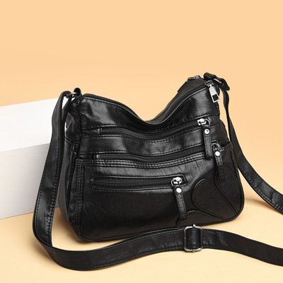  - Women's Multi-Pocket Travel Shoulder BagDurable Pu Leather Crossbody Backpack Alternative