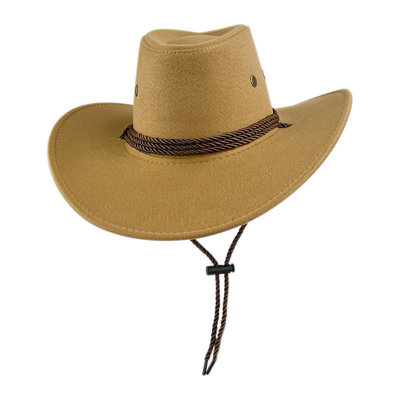  - Adult Cowboy Hat Unisex Western Style Wide Brim Sun Hat 59Cm Foldable Travel Festival(Yellow)