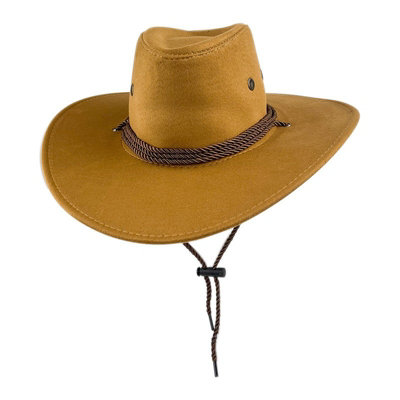  - Adult Cowboy Hat Unisex Western Style Wide Brim Sun Hat 59Cm Foldable Travel Festival(Yellow)