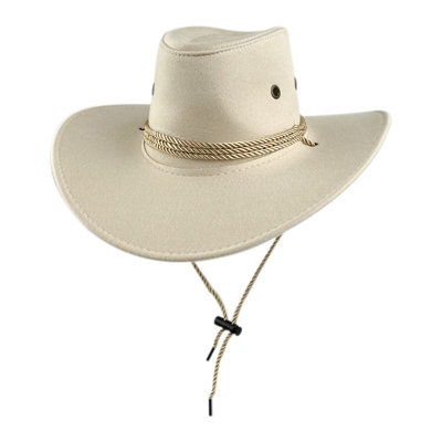  - Adult Cowboy Hat Unisex Western Style Wide Brim Sun Hat 59Cm Foldable Travel Festival(Beige)
