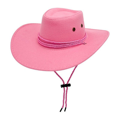  - Adult Cowboy Hat Unisex Western Style Wide Brim Sun Hat 59Cm Foldable Travel Festival(Pink)